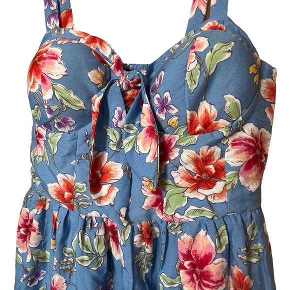 Anthro Floral Bustier Mini Dress, size Small with pockets - Picture 2 of 6